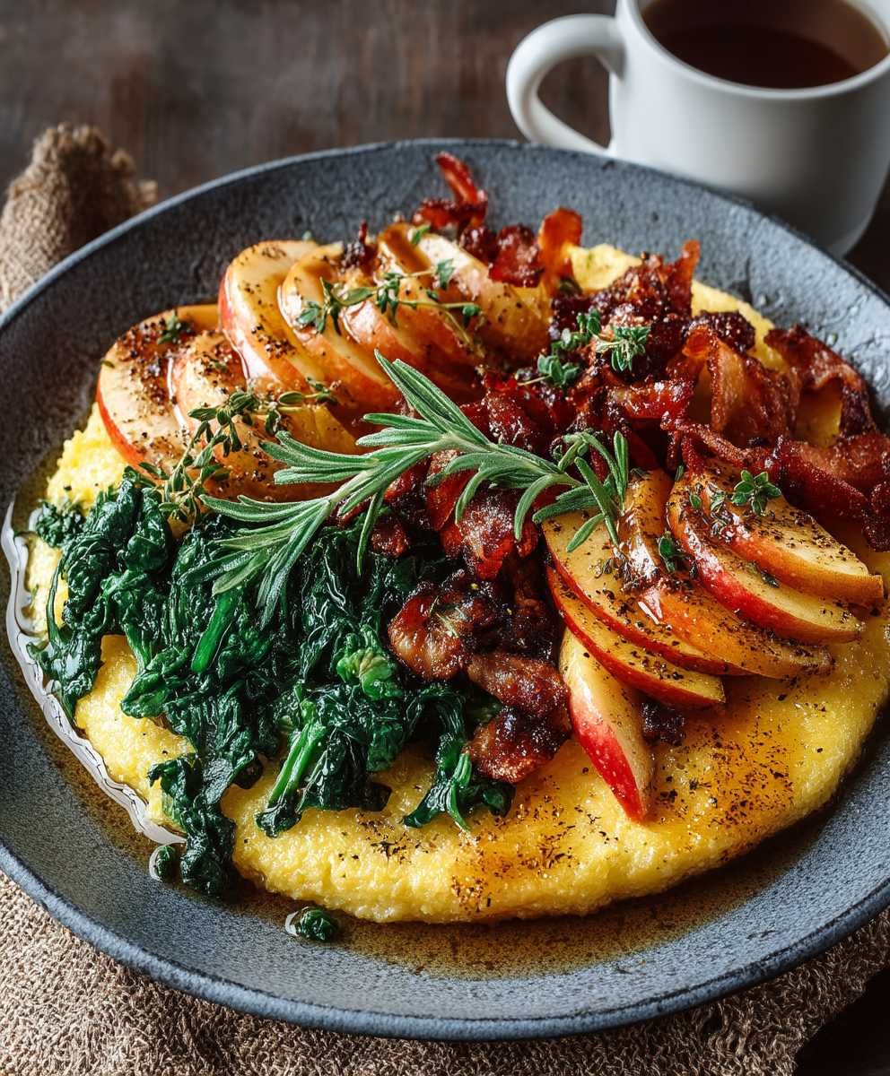 Polenta Frühstück mit Äpfeln
