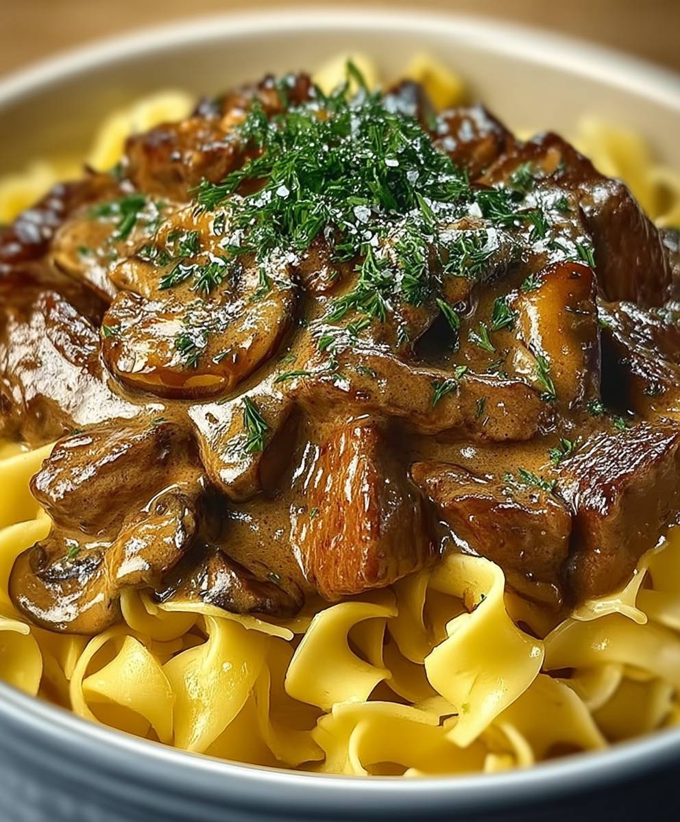 Rind Stroganoff Tagliatelle einfach