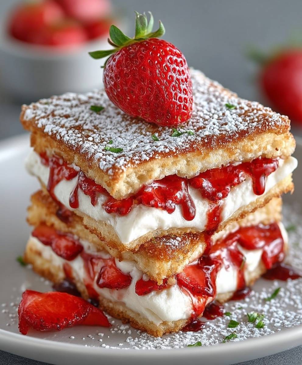 Frittierte Erdbeer Käsekuchen Sandwiches