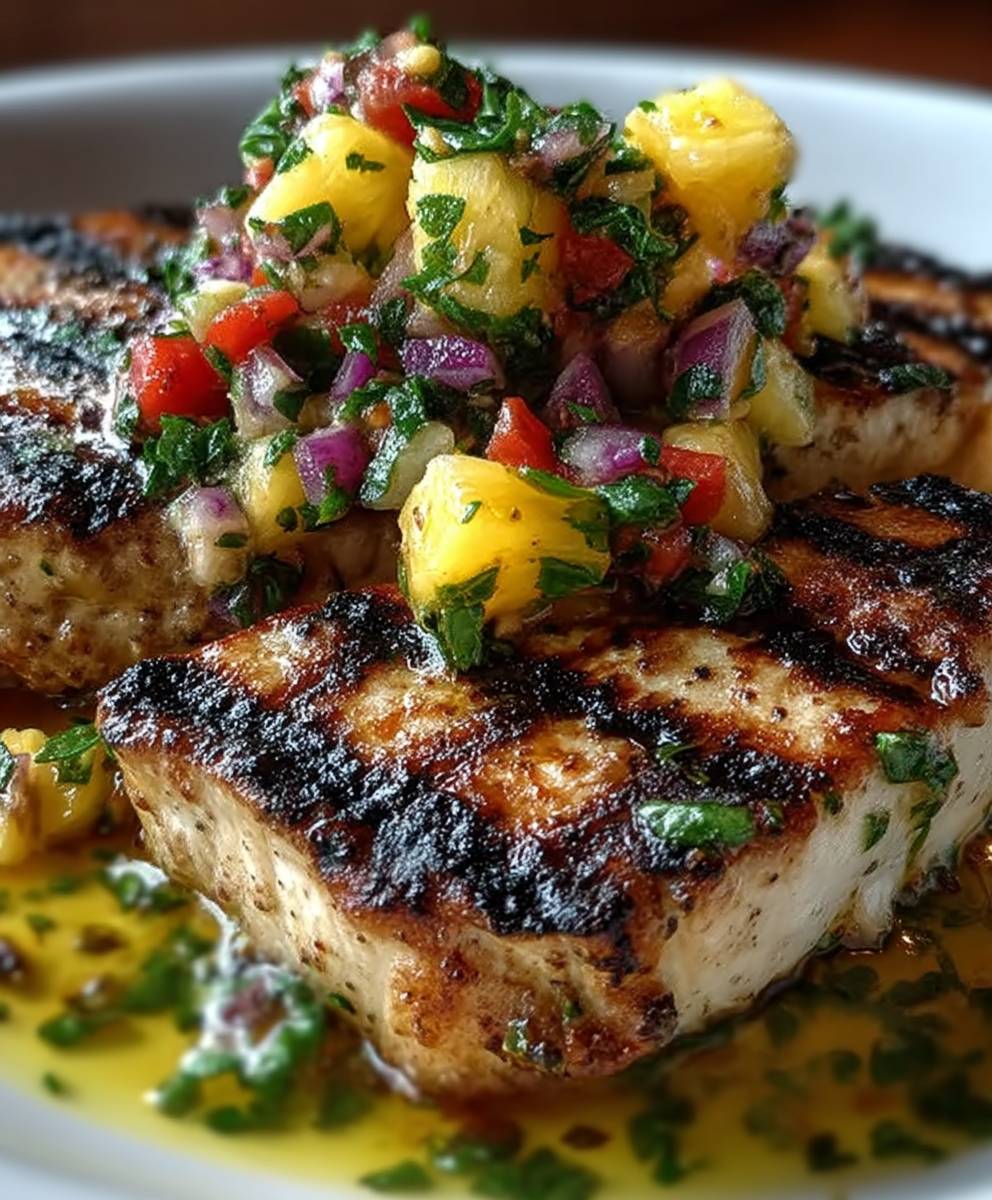 Gegrillter Schwertfisch Ananas Salsa