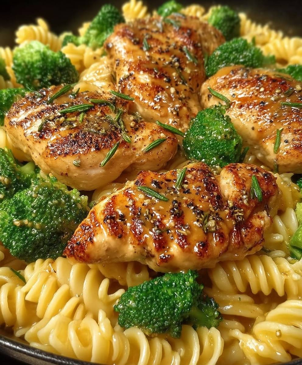 Honig Senf Hähnchen mit Pasta