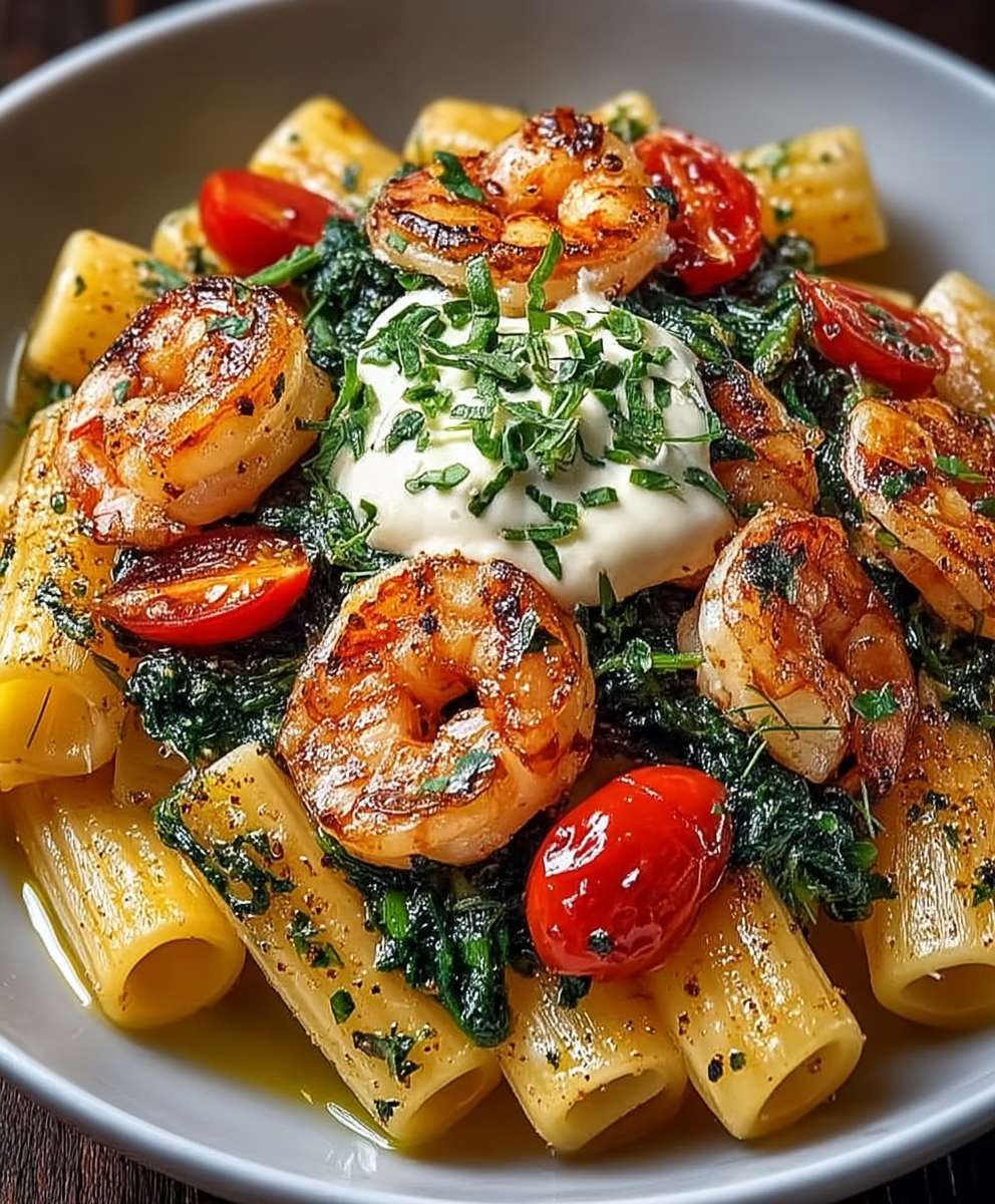 Knoblauchgarnelen mit Rigatoni