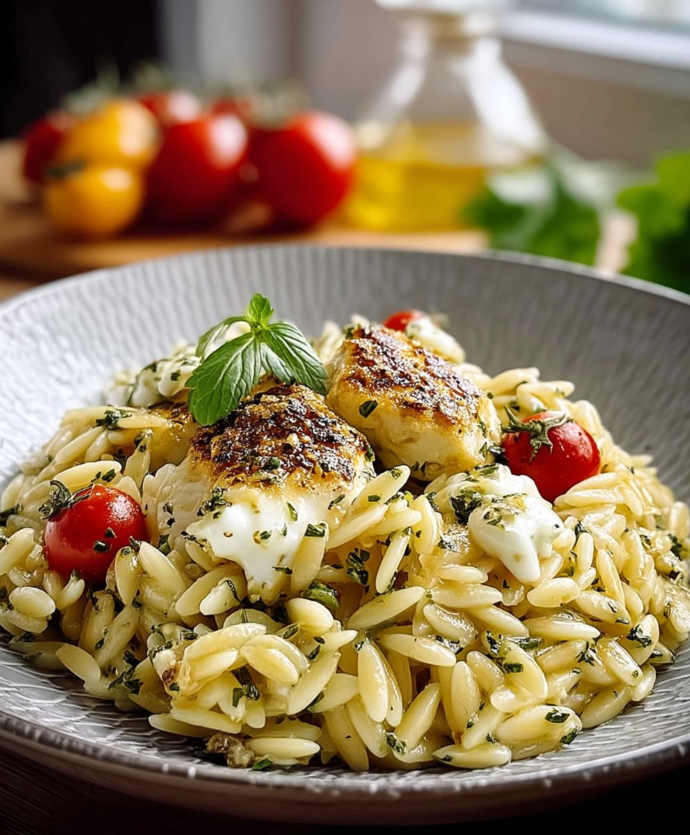 Hähnchen Mozzarella Orzo