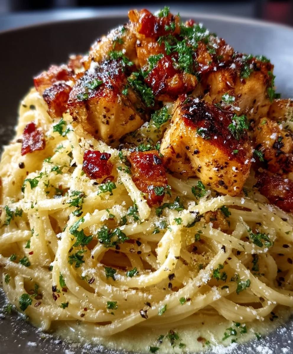 Hähnchen Carbonara schnelle Pasta