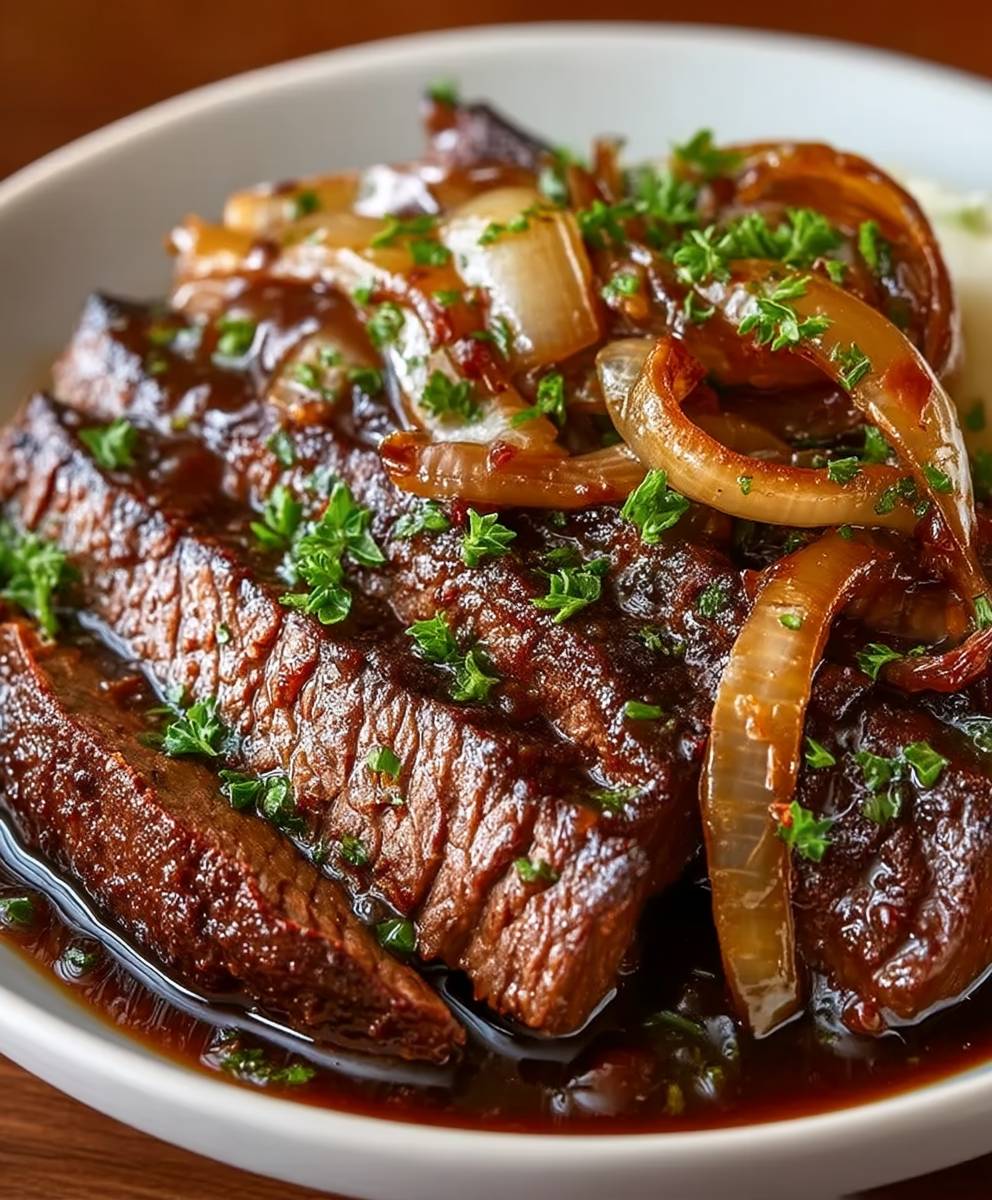 Rinderbrust Balsamico Zwiebel Sauce