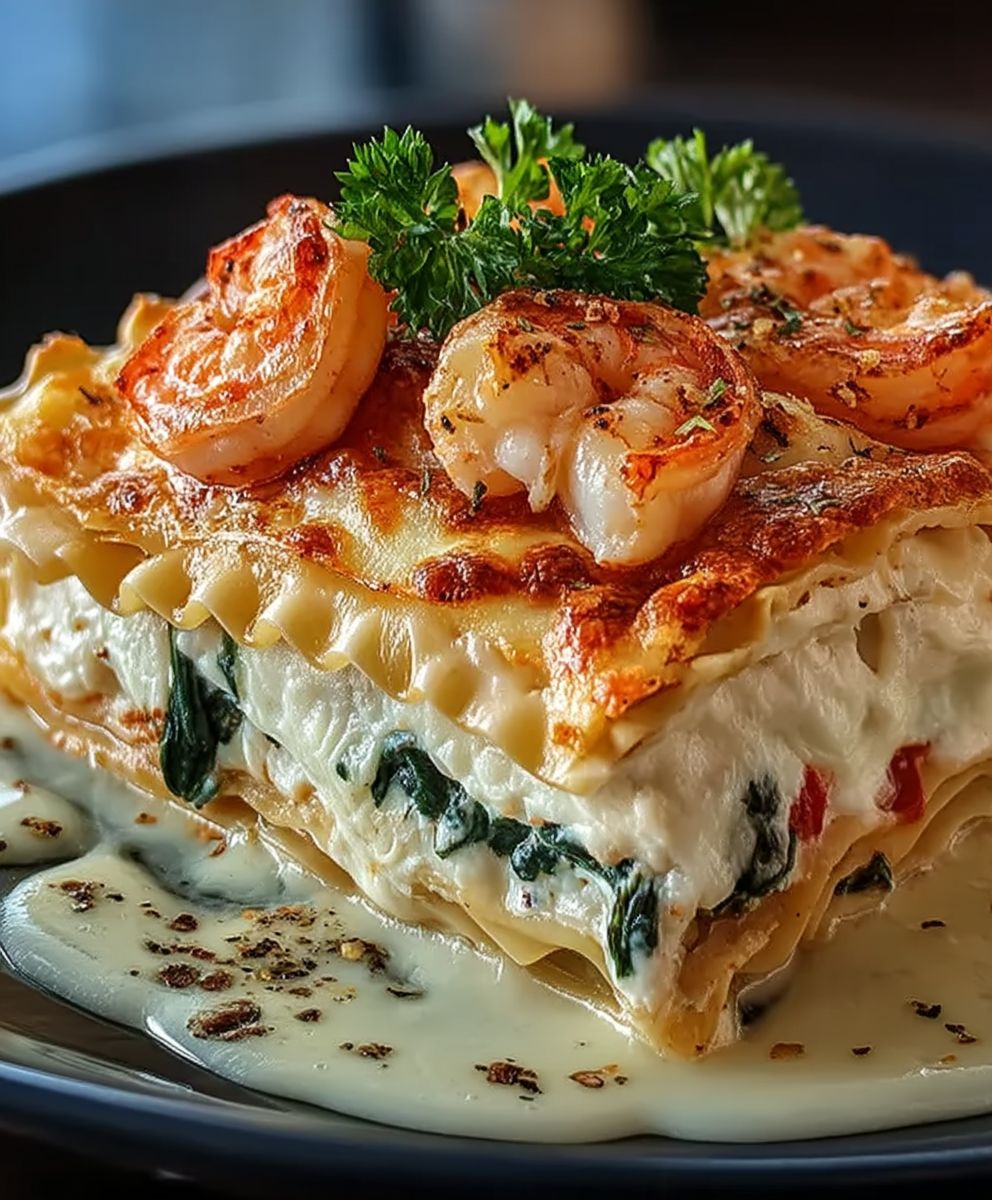 Garnelen Lasagne mit Käse