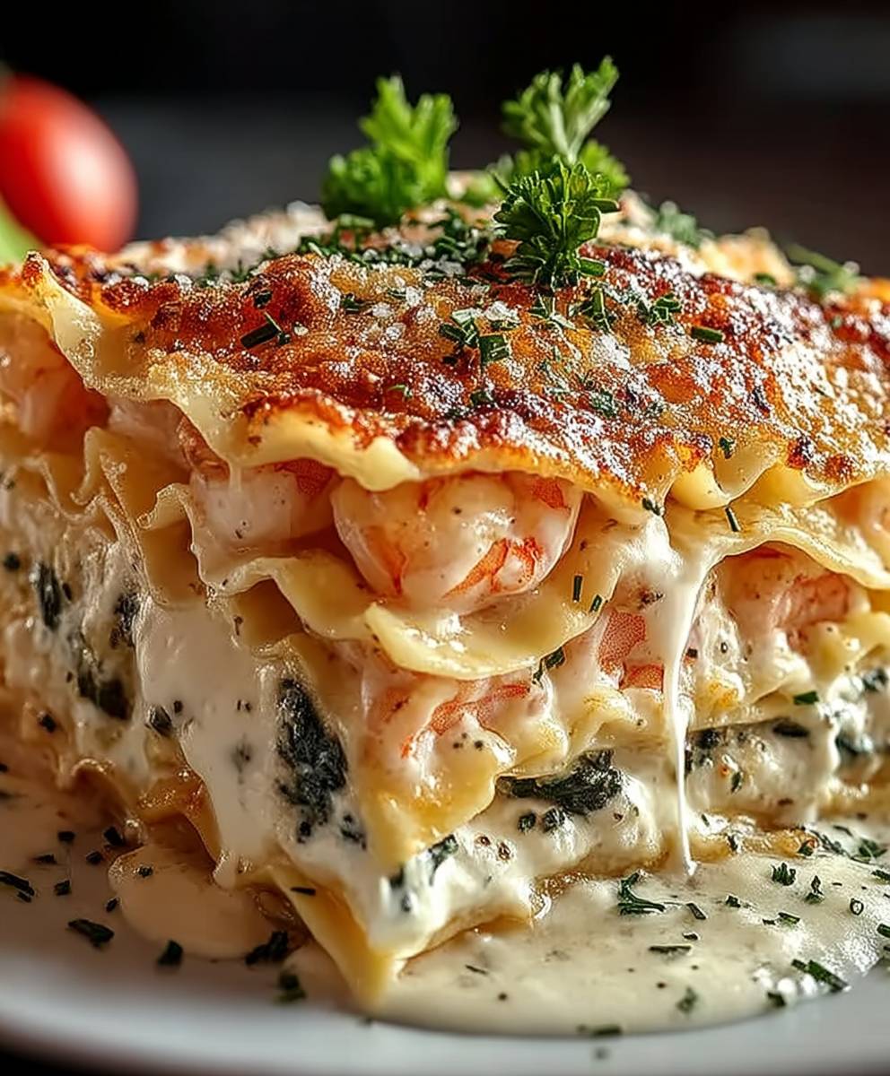 Garnelen Lasagne Weißsauce