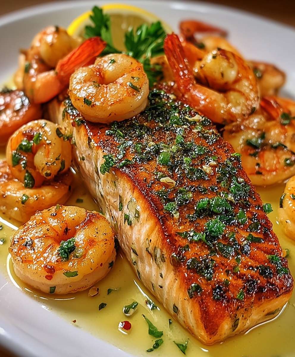 Cajun Lachs Garnelen Knoblauchbutter