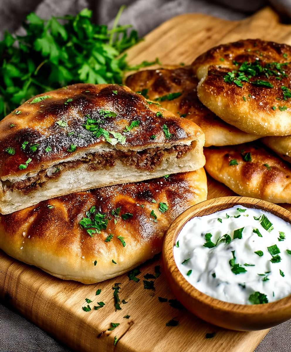 Gefülltes Pfannenbrot Joghurtdip