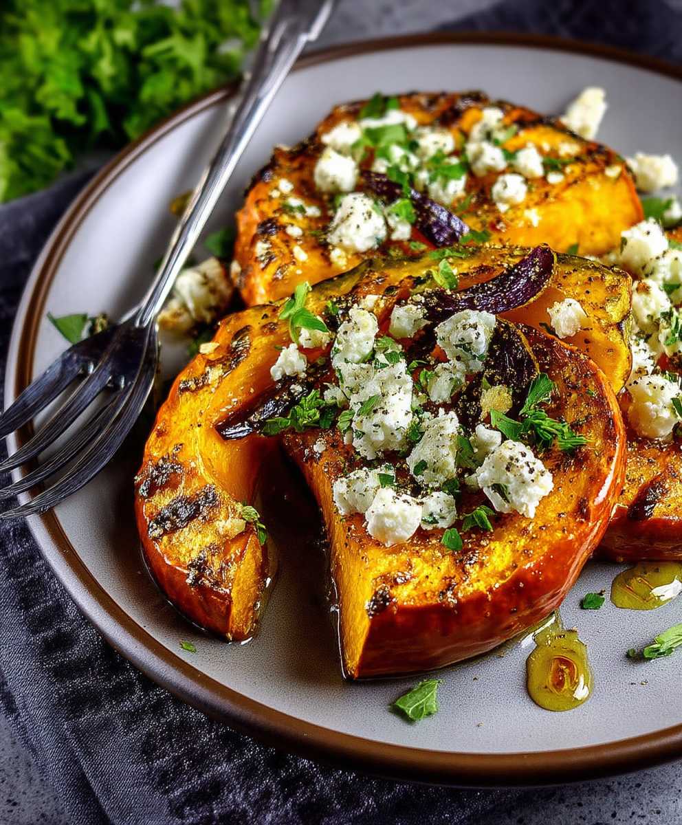 Ofenkürbis mit Feta backen