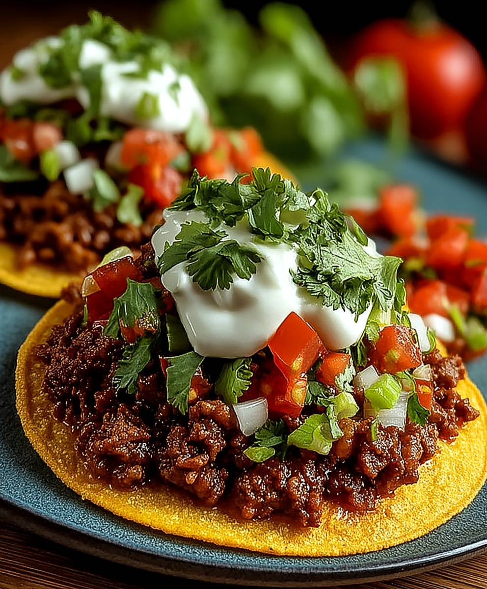 Tostadas mit Hackfleisch