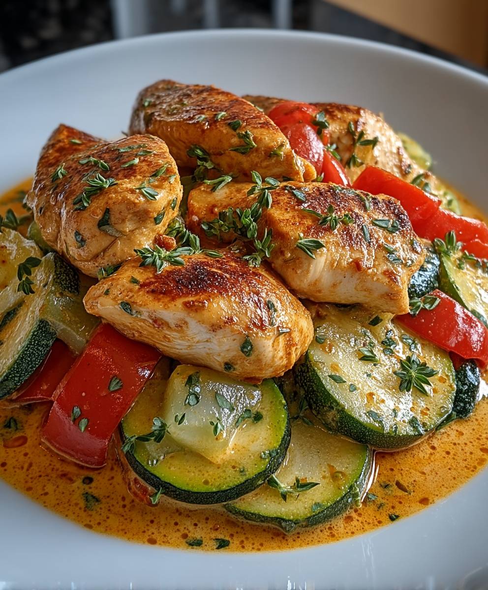 Paprika Zucchini Hähnchen Rahm