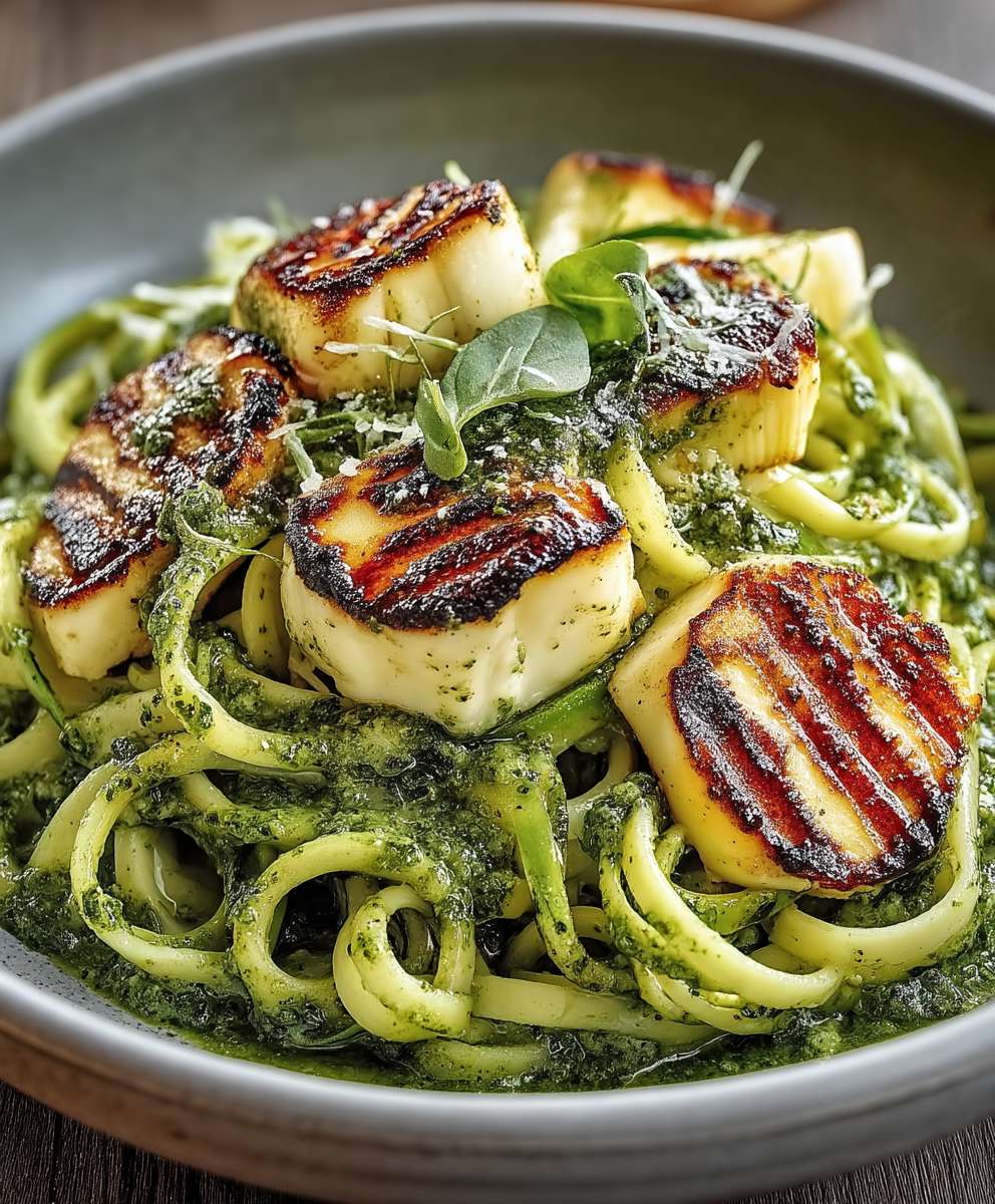 Halloumi Zucchini Pesto Nudeln