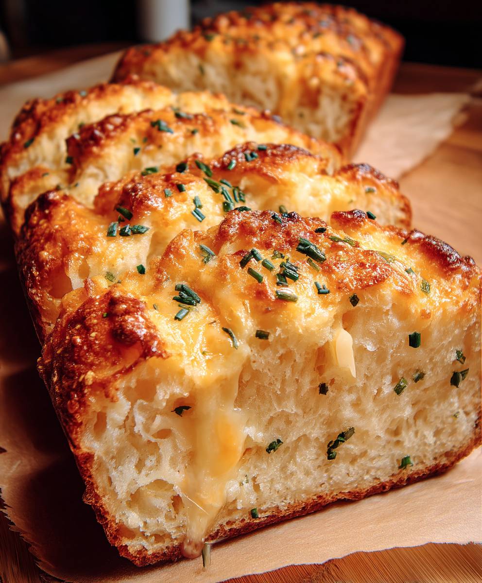 Knoblauch Cheddar Brot backen
