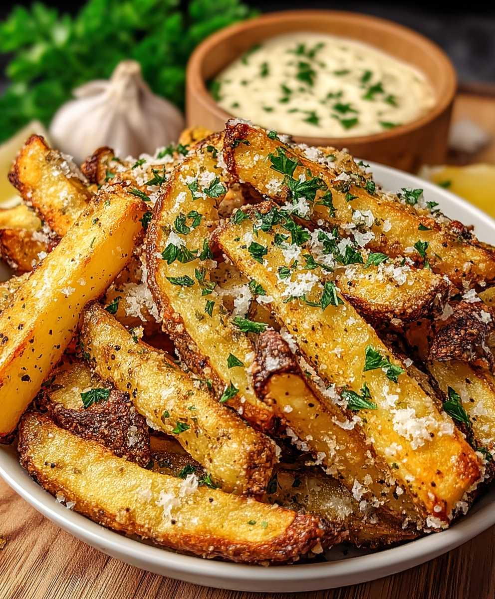 Knoblauch Parmesan Pommes Heißluftfritteuse