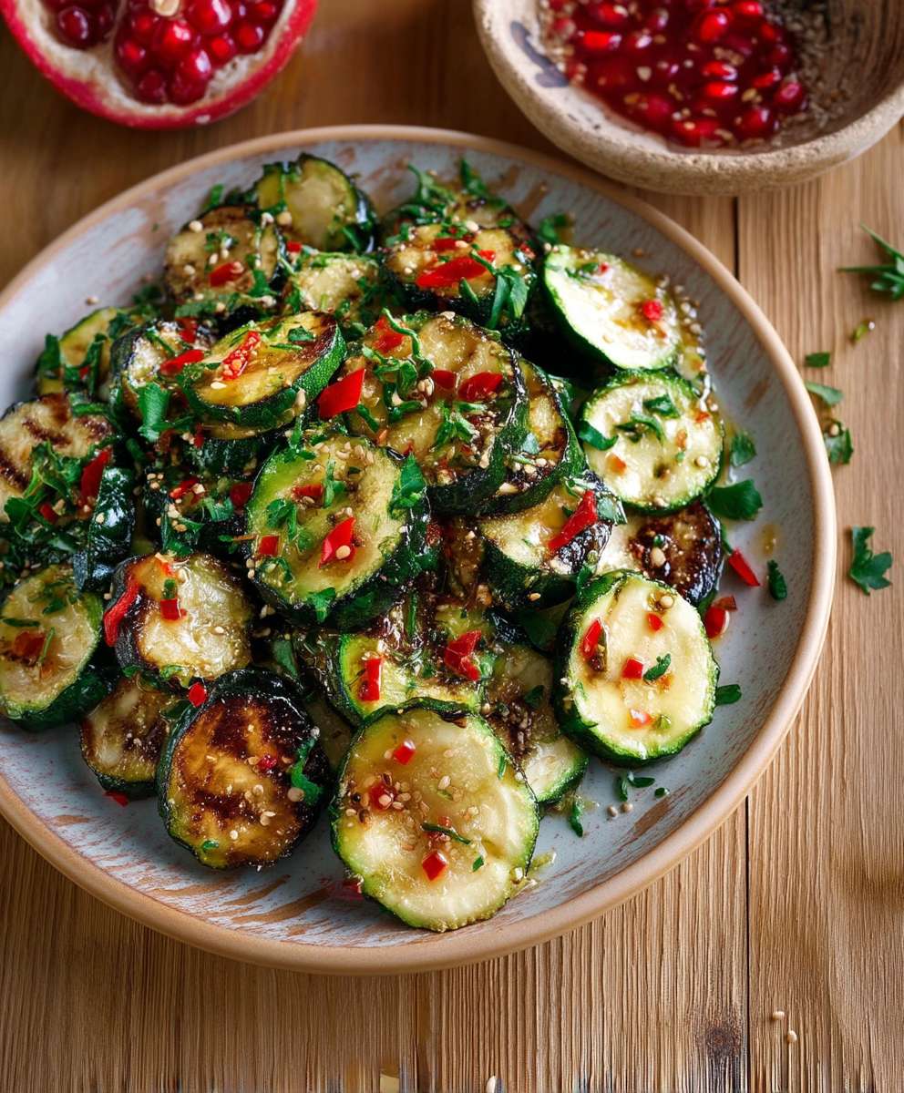 Gebratene Zucchini Knoblauch Chili