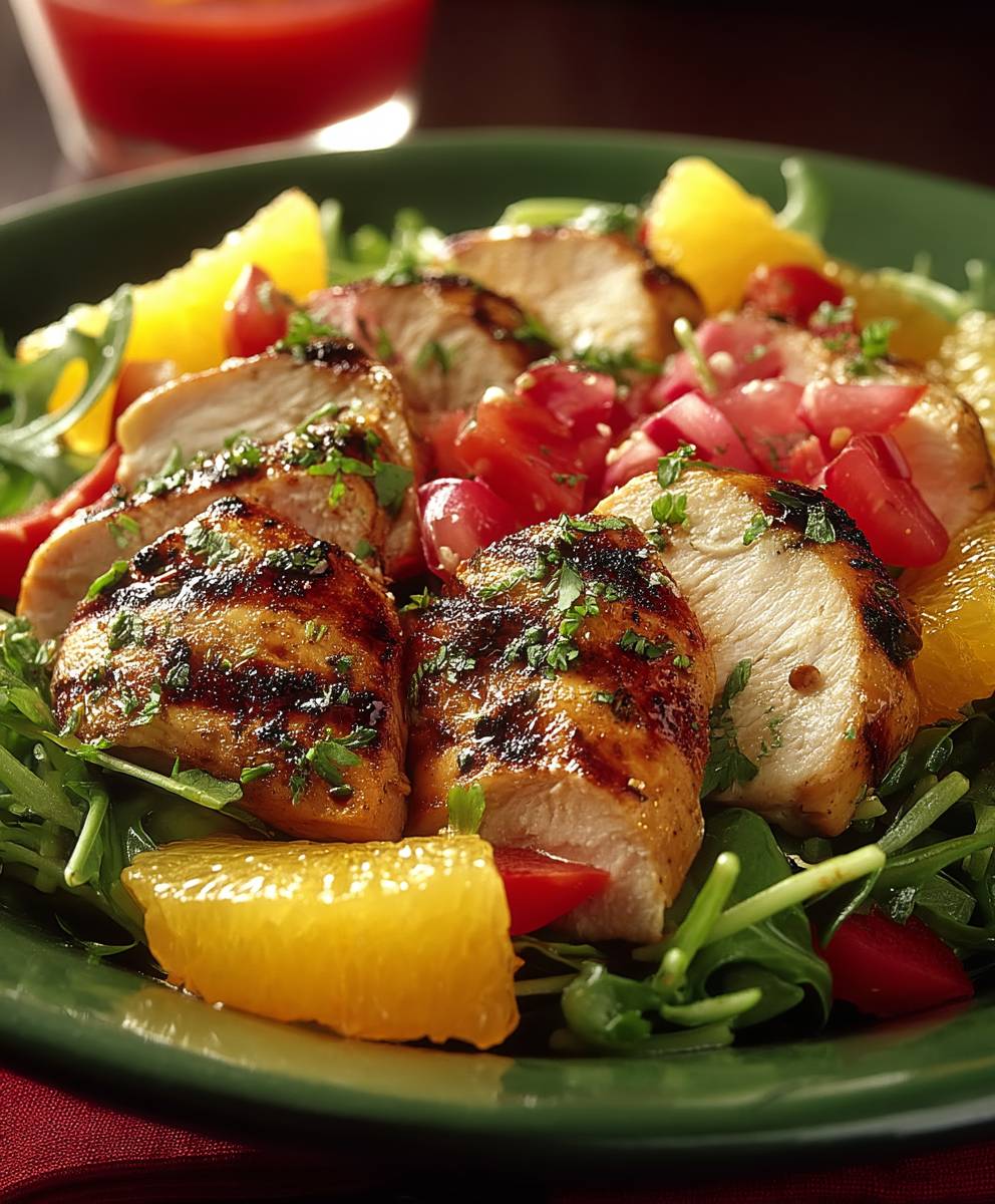 Gegrilltes Hähnchen Zitrus Salat