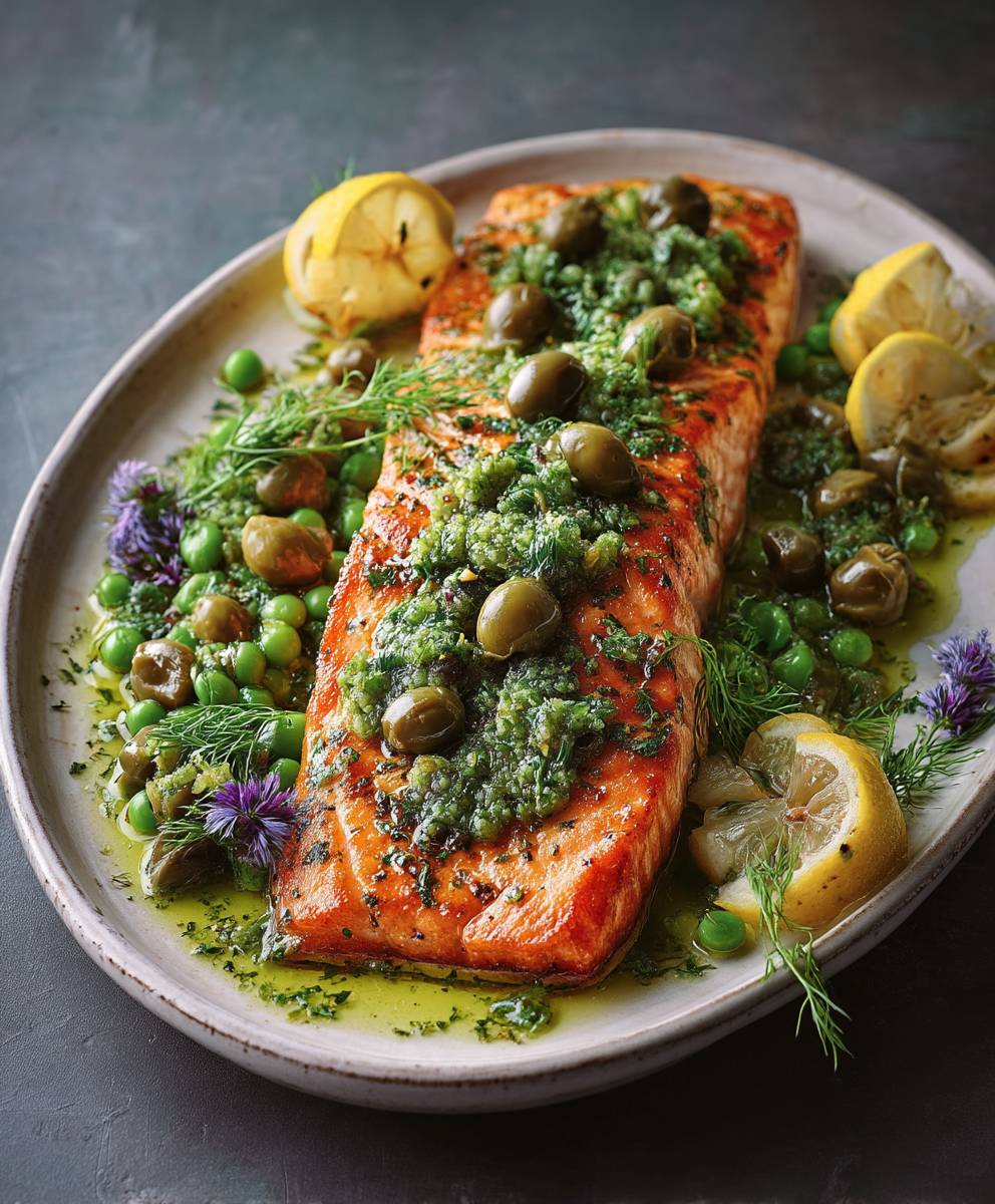 Lachs mit Oliven Salsa Verde