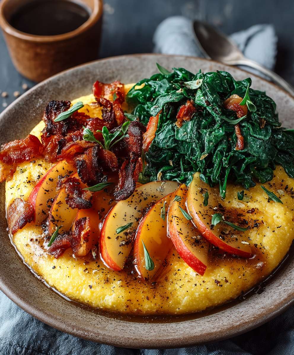 Polenta Frühstück mit Äpfeln