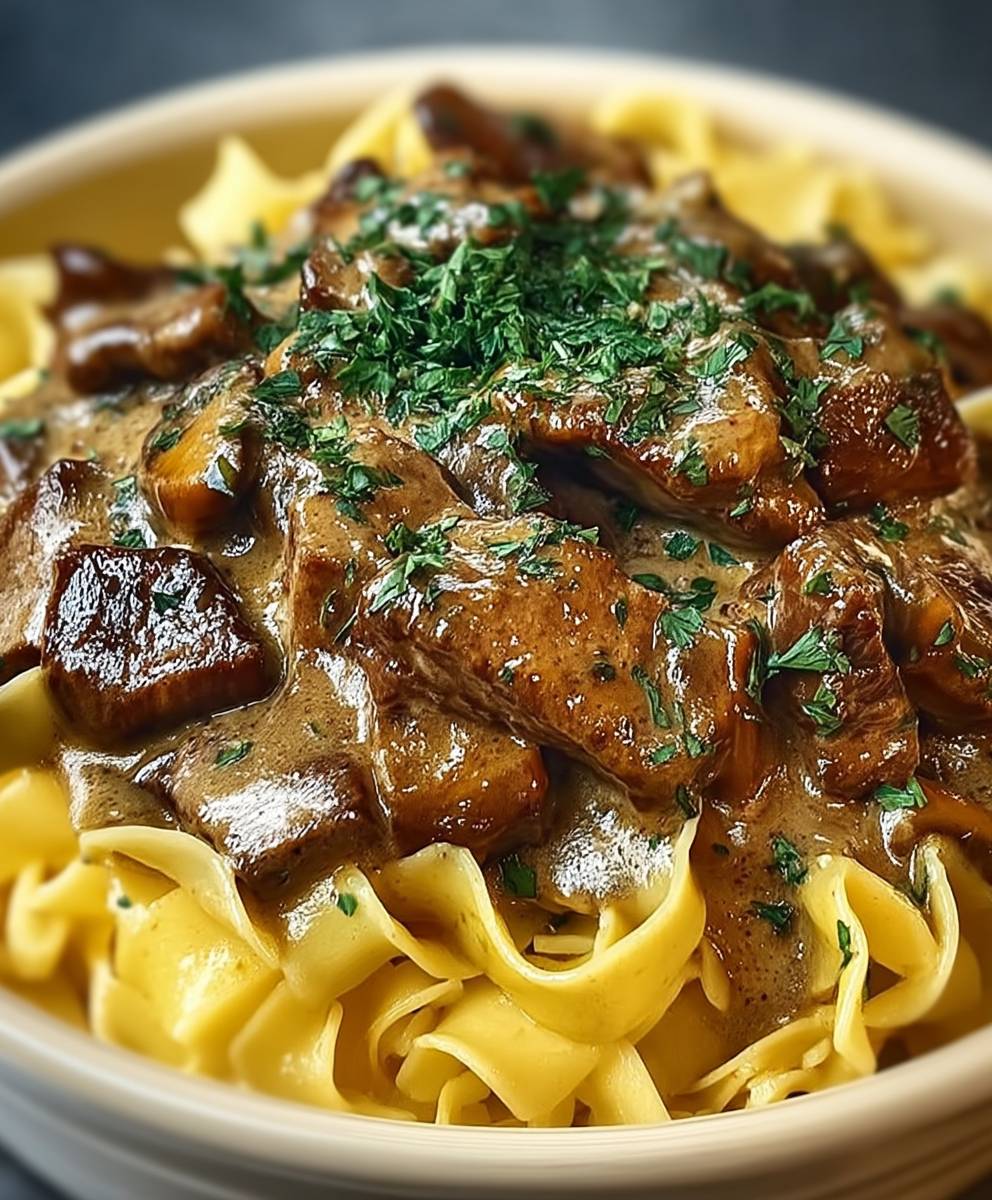 Rind Stroganoff Tagliatelle einfach