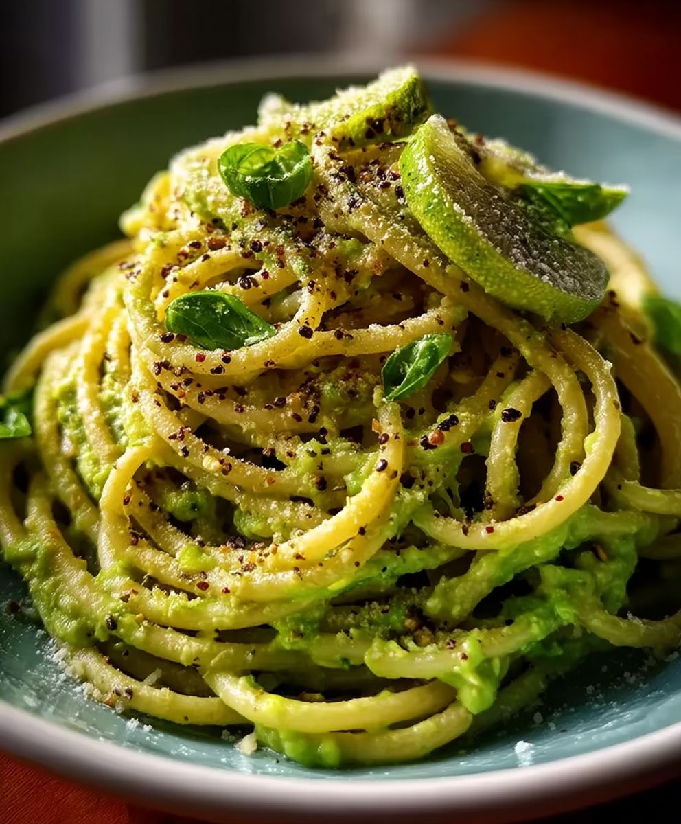 Avocado Pasta Limette Basilikum