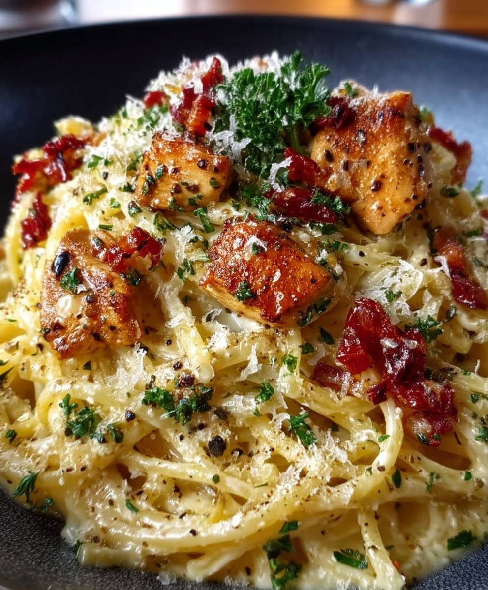 Hähnchen Carbonara schnelle Pasta