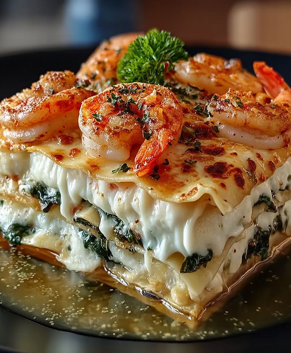 Garnelen Lasagne mit Käse