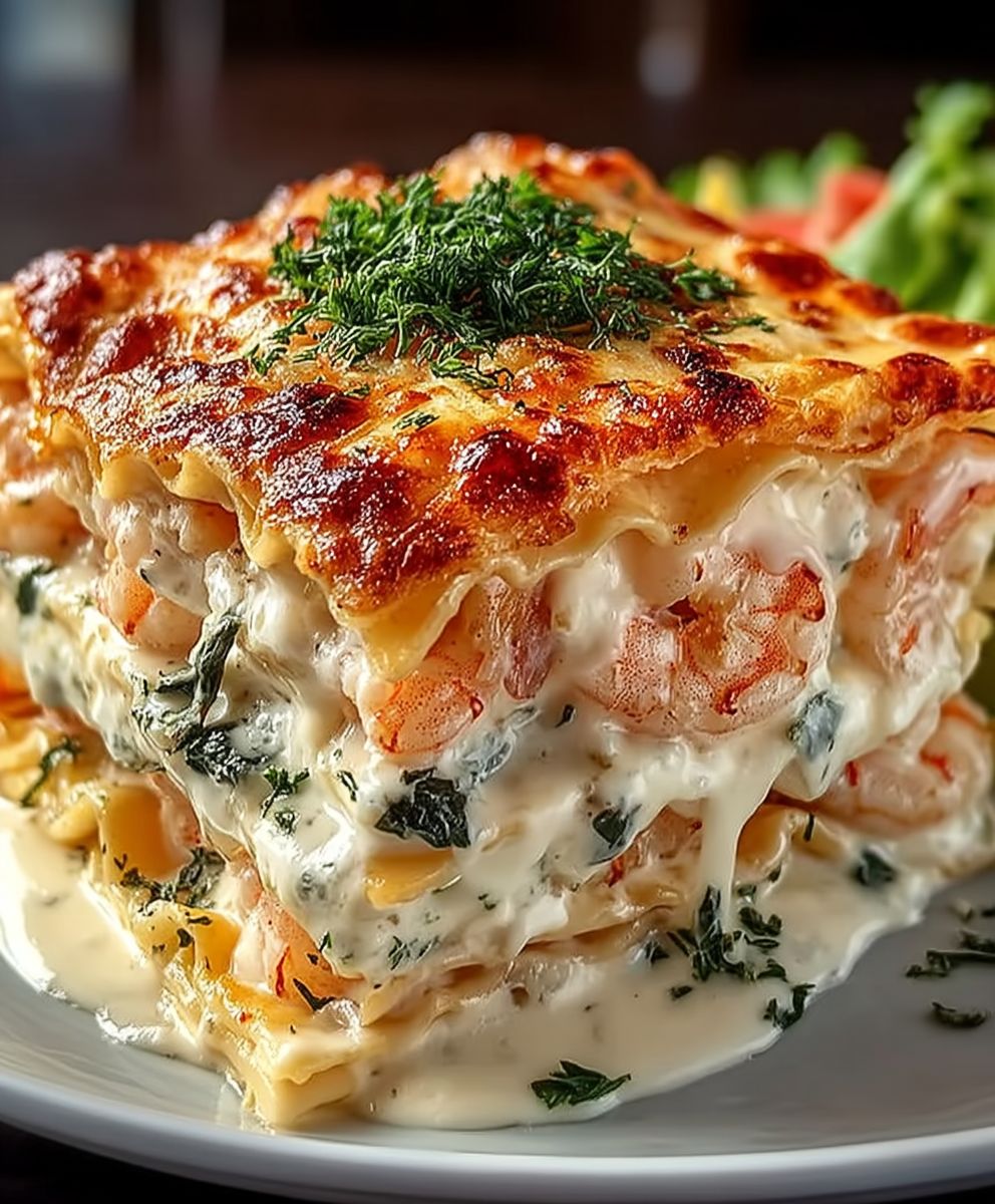 Garnelen Lasagne Weißsauce