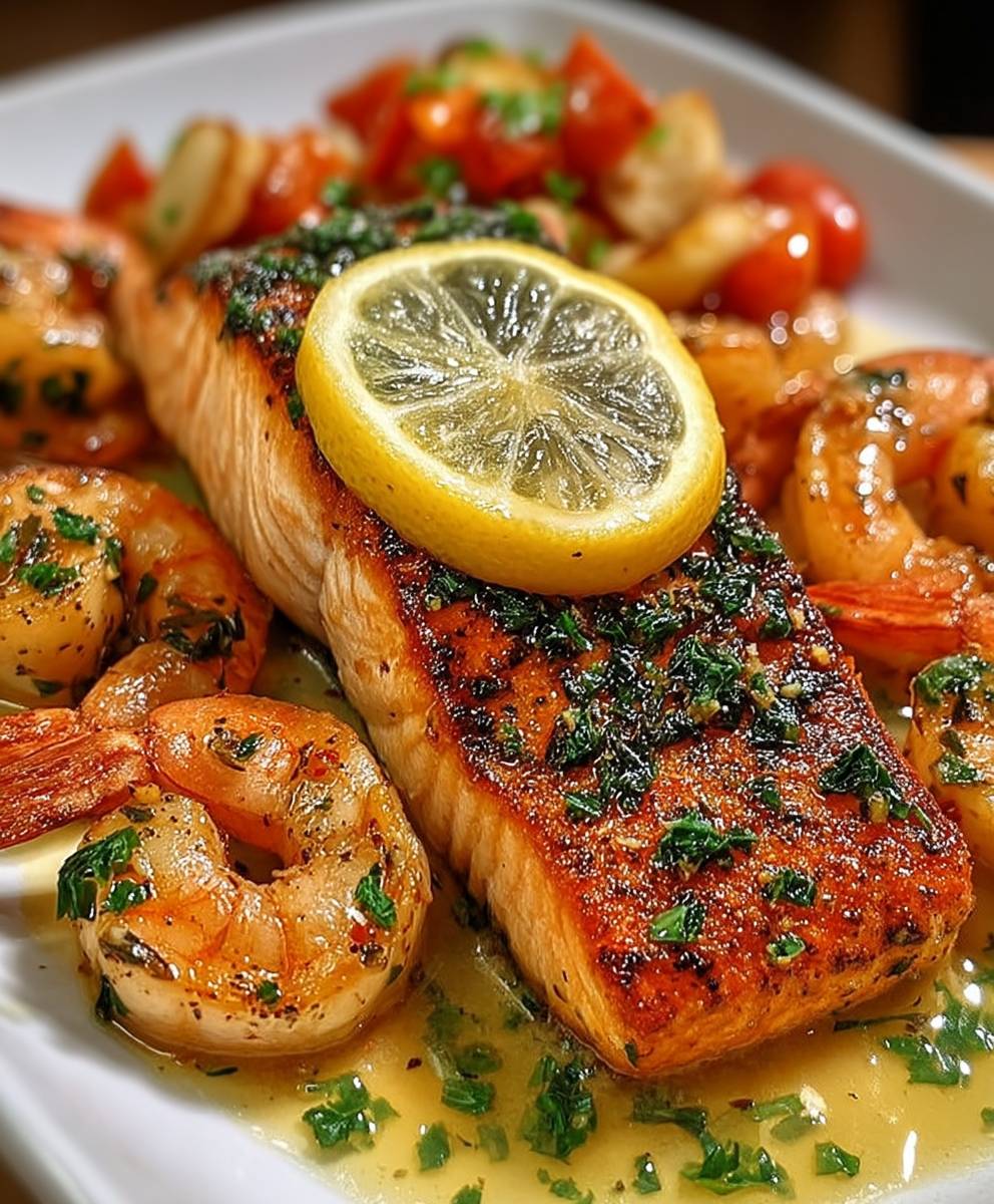 Cajun Lachs Garnelen Knoblauchbutter