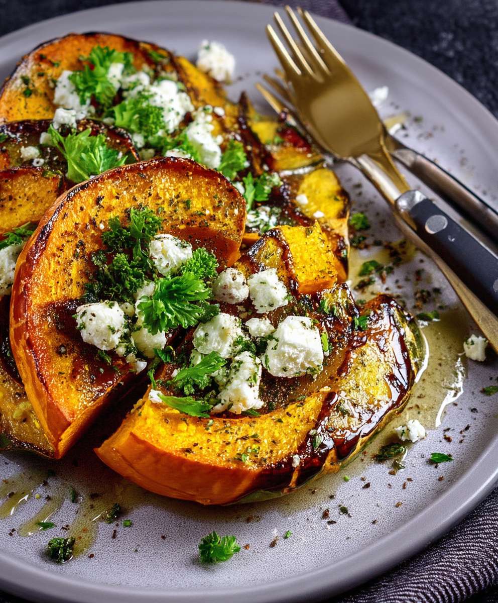 Ofenkürbis mit Feta backen