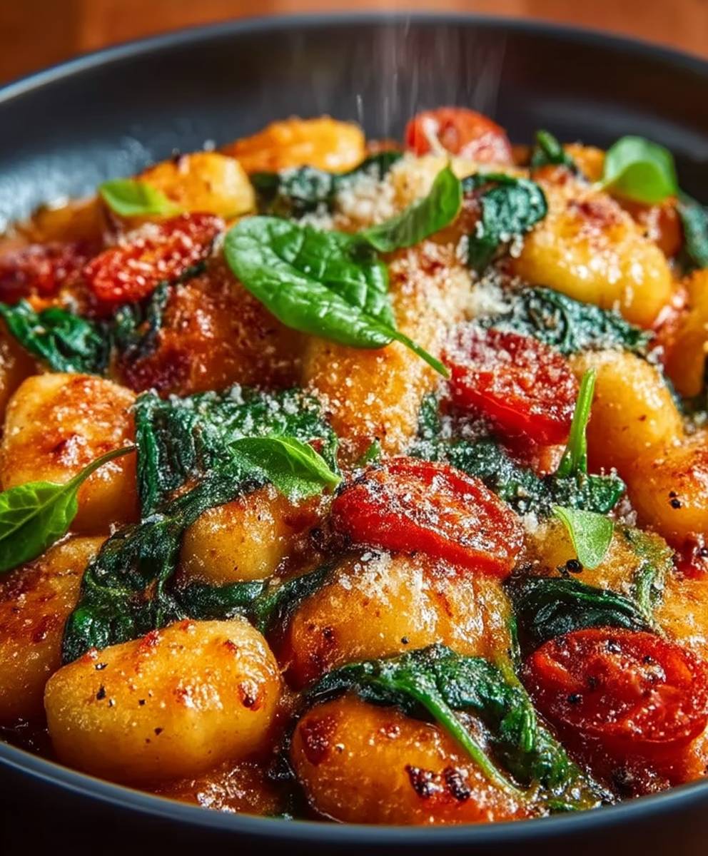 Gnocchi Pfanne Tomate Spinat