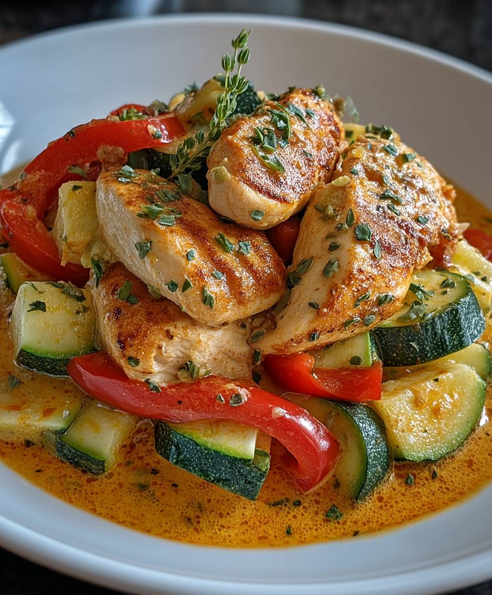 Paprika Zucchini Hähnchen Rahm