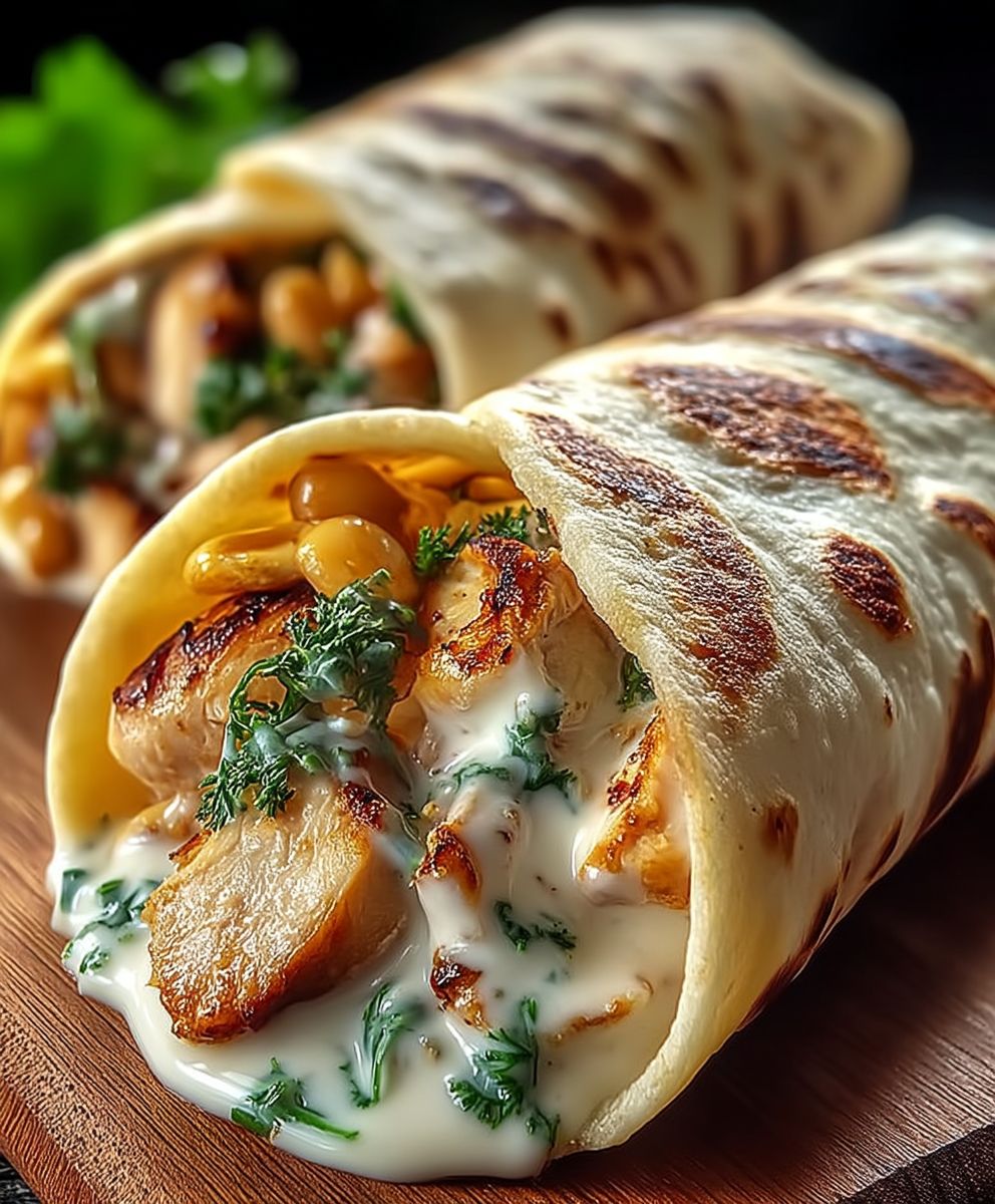 Knoblauch Huhn Wraps