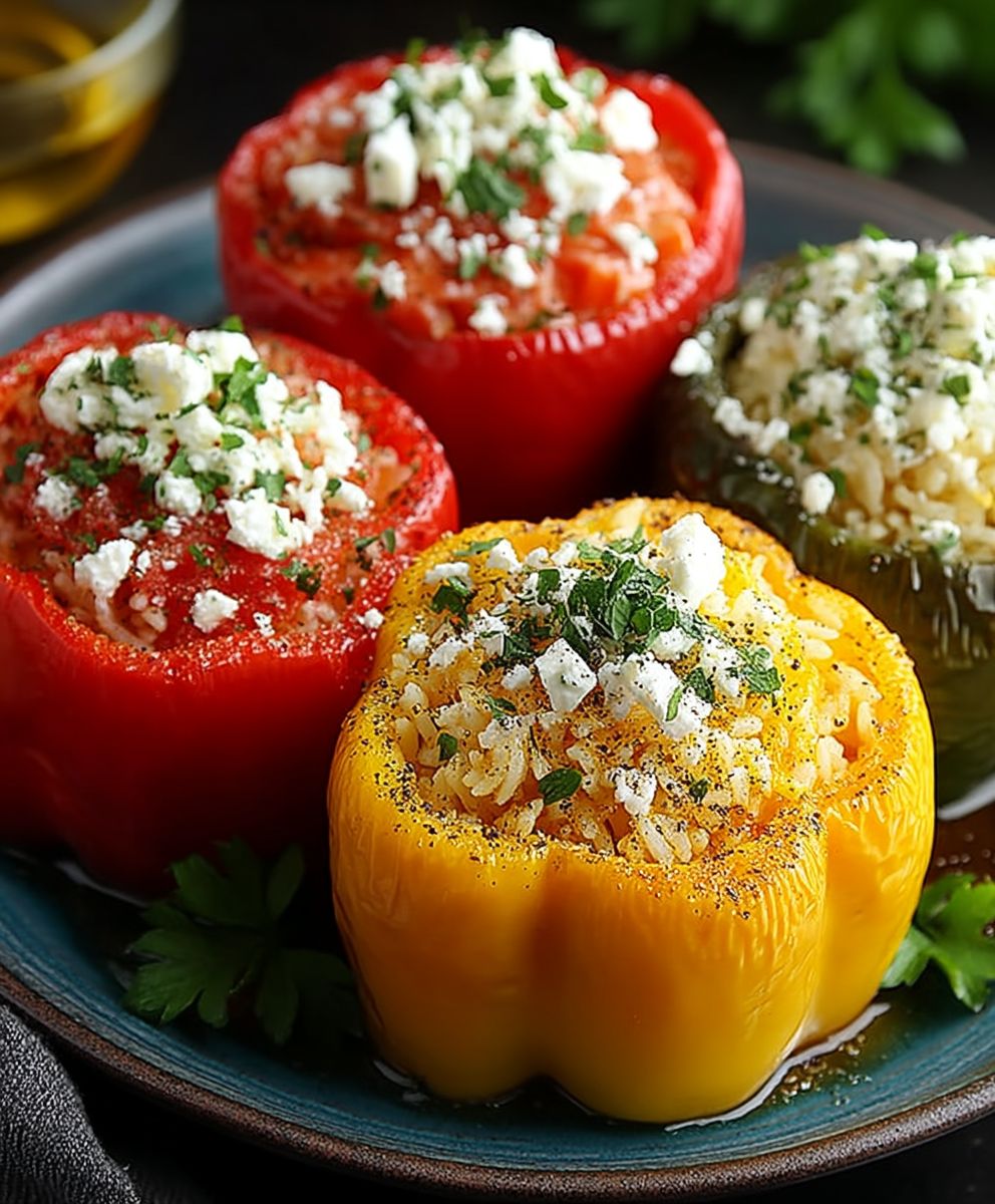 Gefüllte Paprika Reis Feta