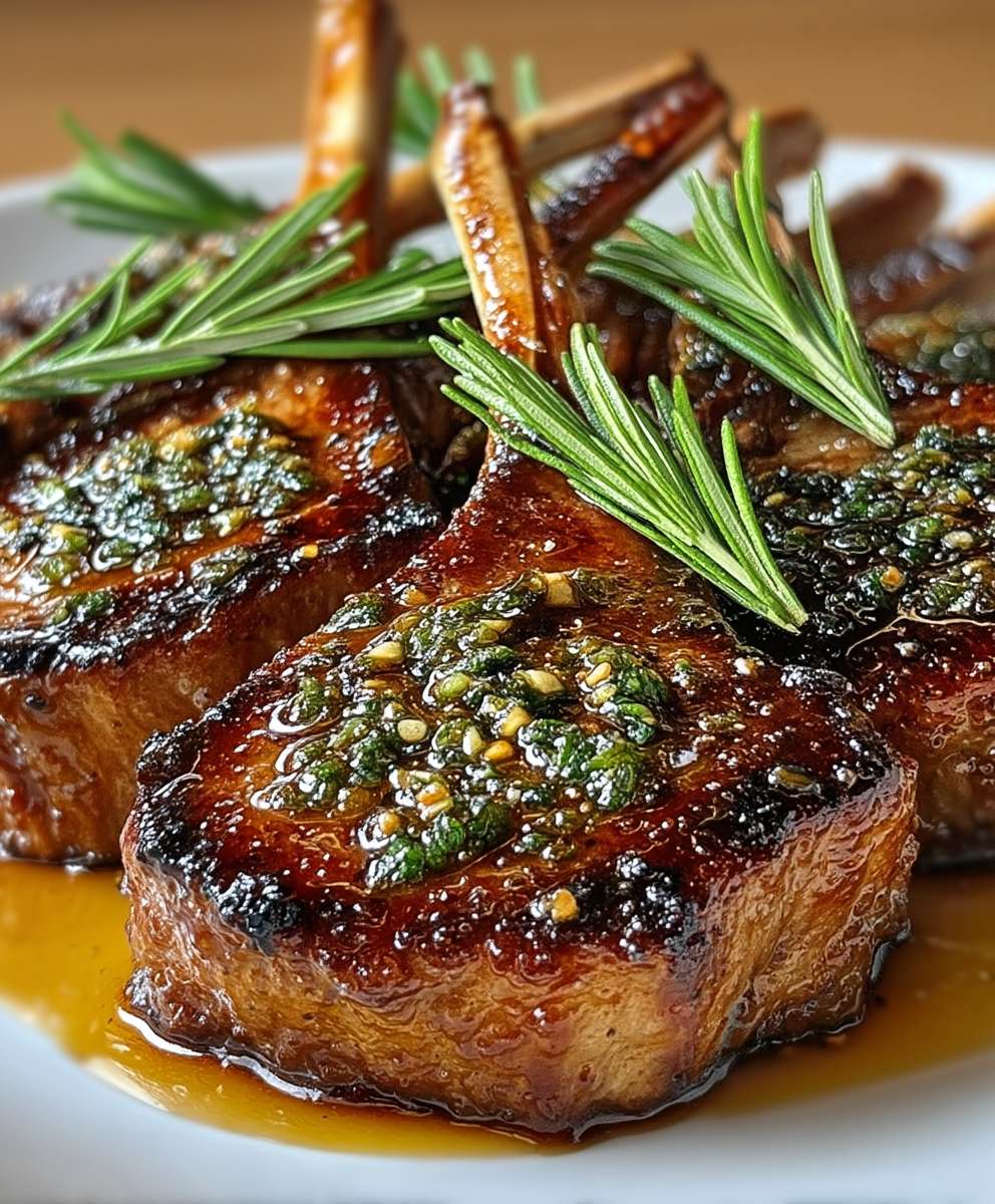 Lammkoteletts mit Knoblauch und Zitrone