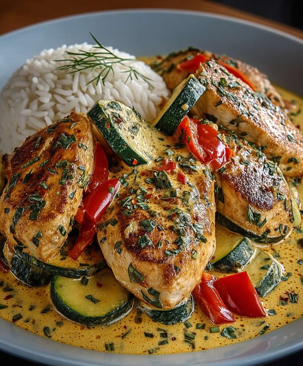 Paprika Zucchini Hähnchen Sahne