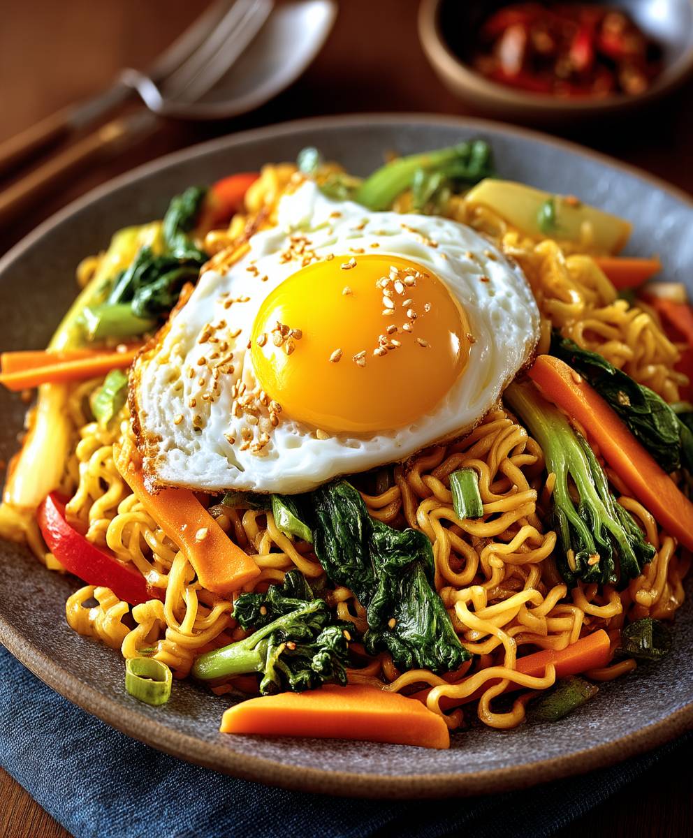 Gebratene Nudeln Gemüse Ei
