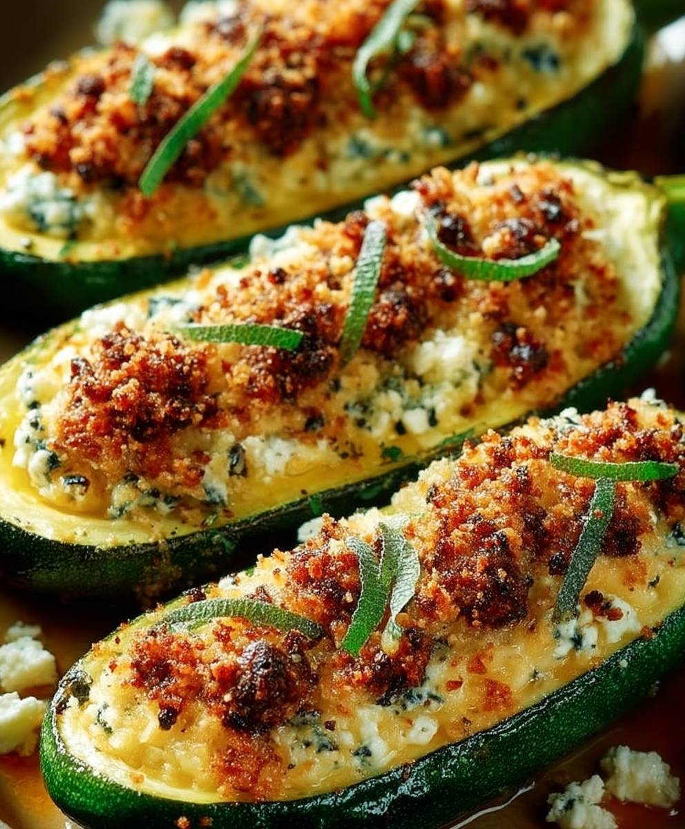 Gefüllte Zucchini Couscous Feta