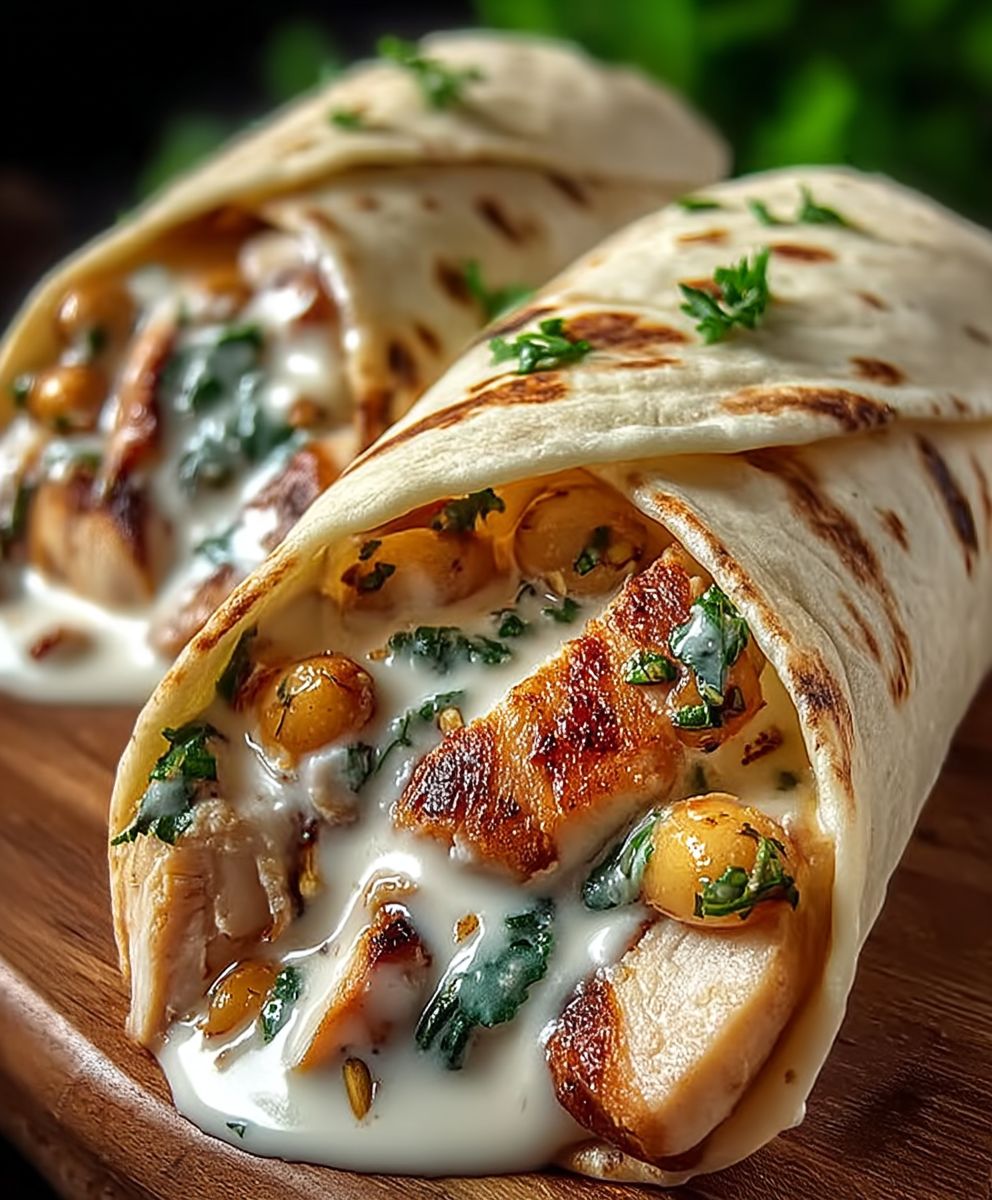 Knoblauch Huhn Wraps