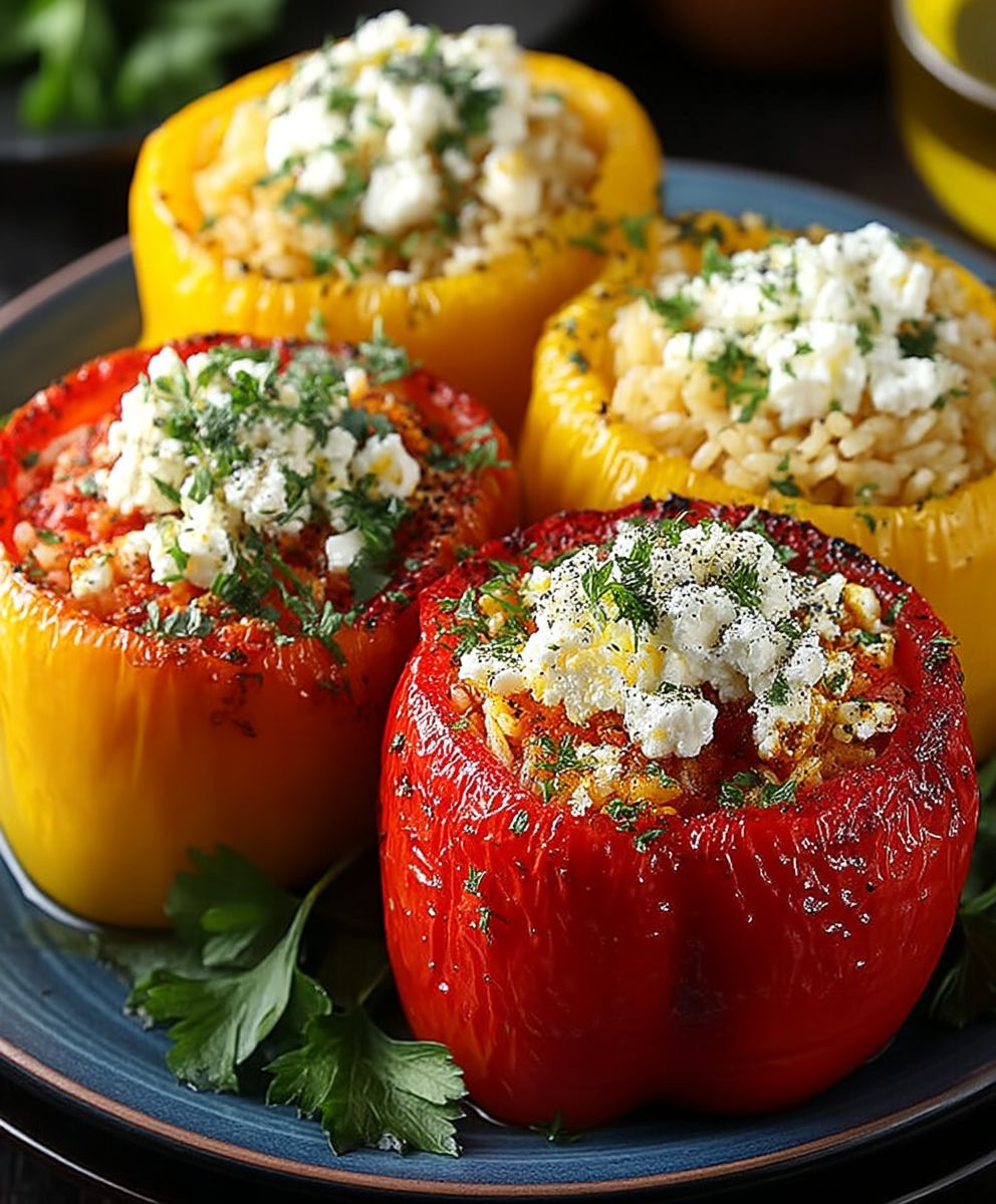 Gefüllte Paprika Reis Feta