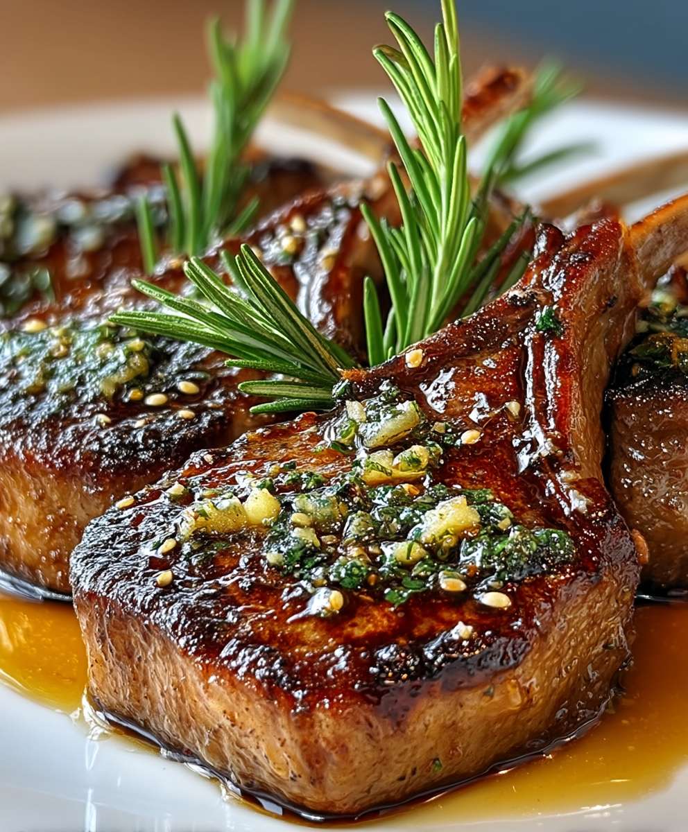 Lammkoteletts mit Knoblauch und Zitrone