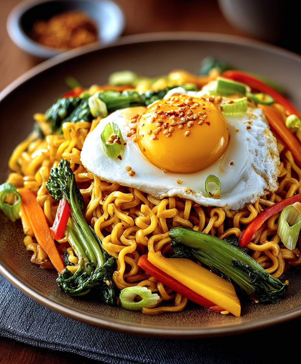 Gebratene Nudeln Gemüse Ei