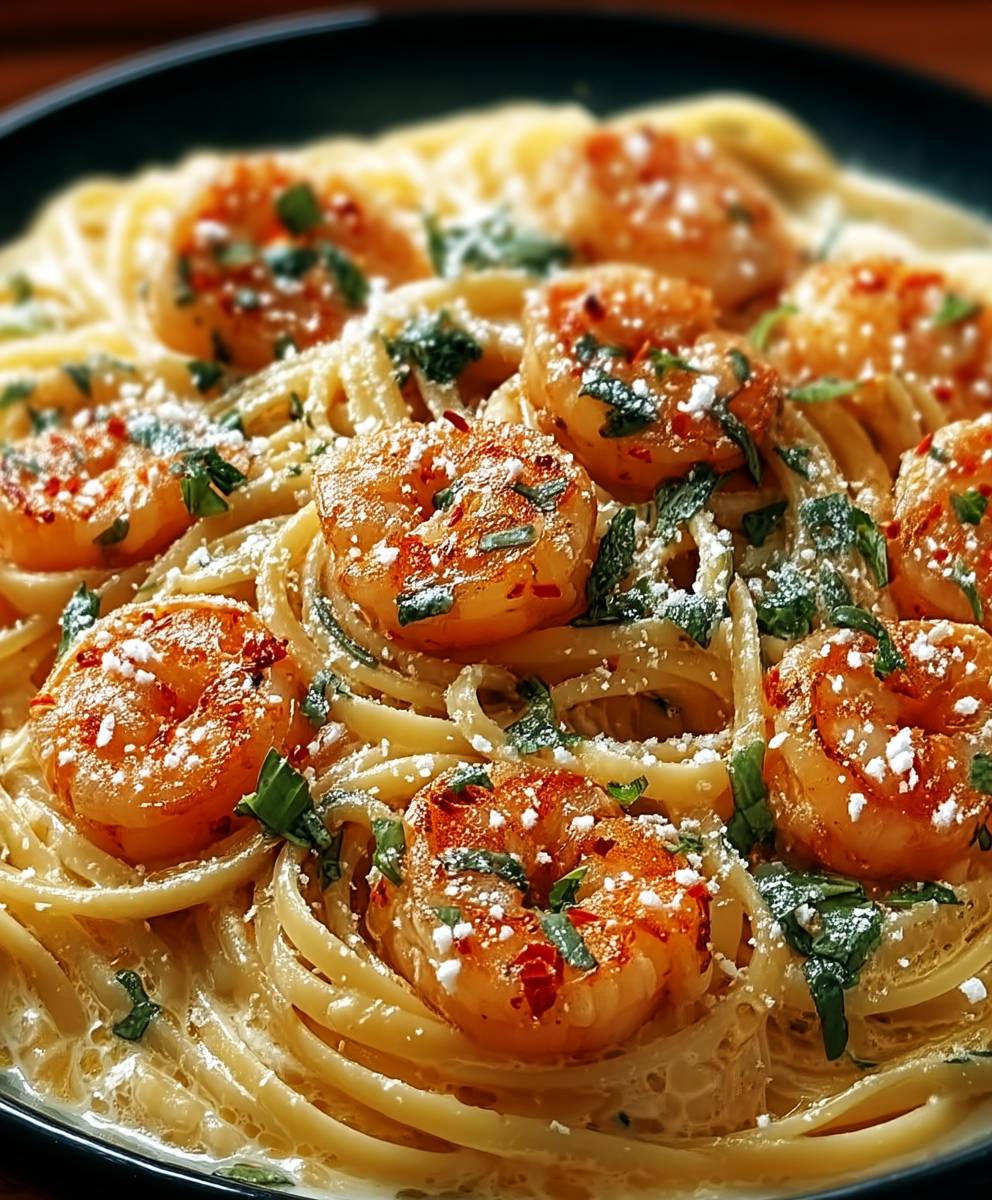 Spaghetti Garnelen Frischkäsesoße