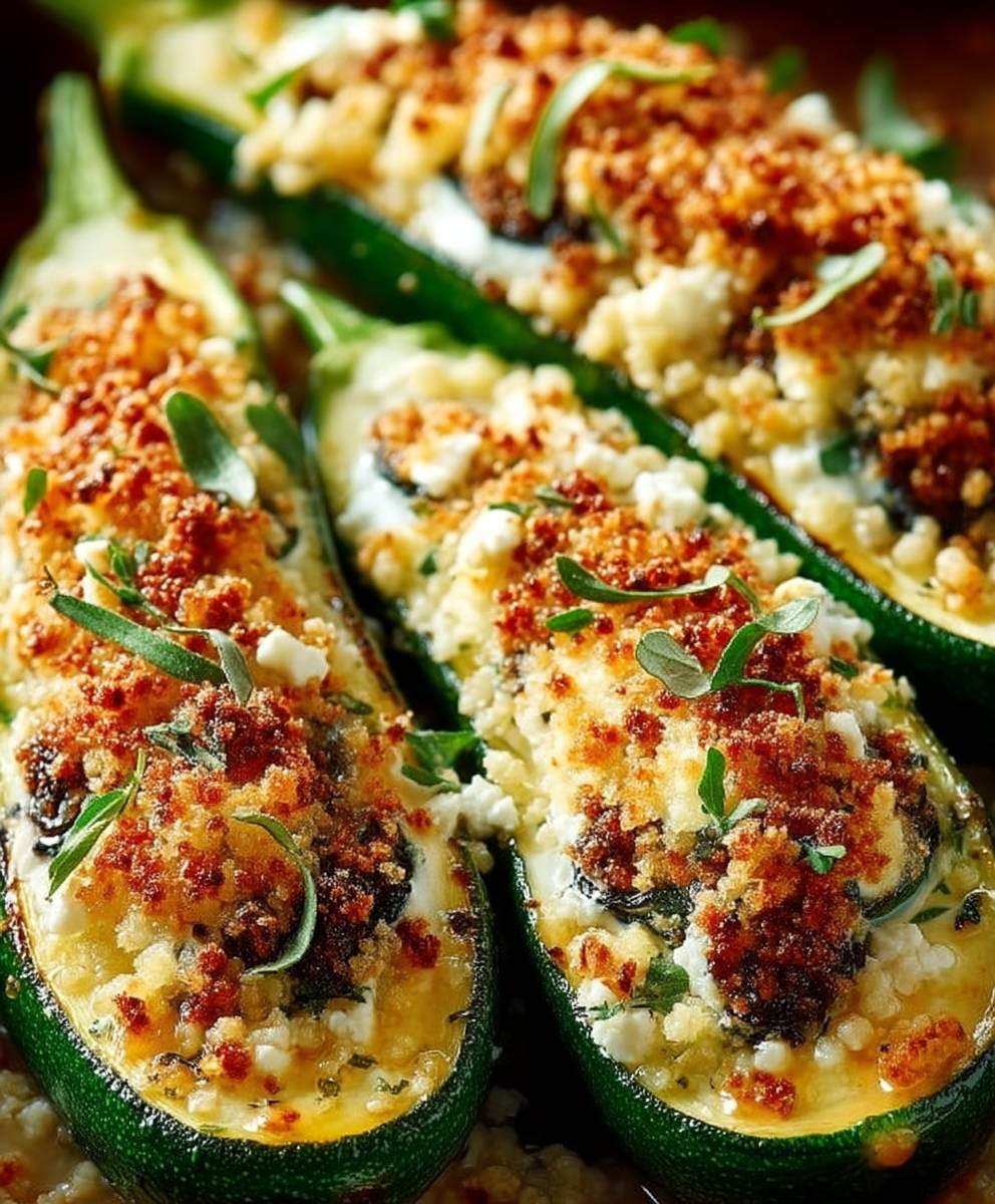 Gefüllte Zucchini Couscous Feta