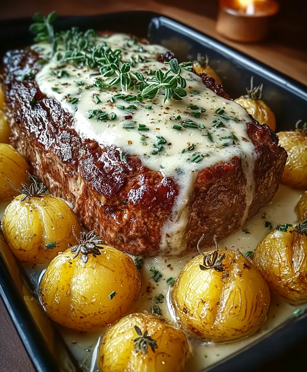 Ultimativer Hackbraten mit Kartoffeln in Sahnecreme