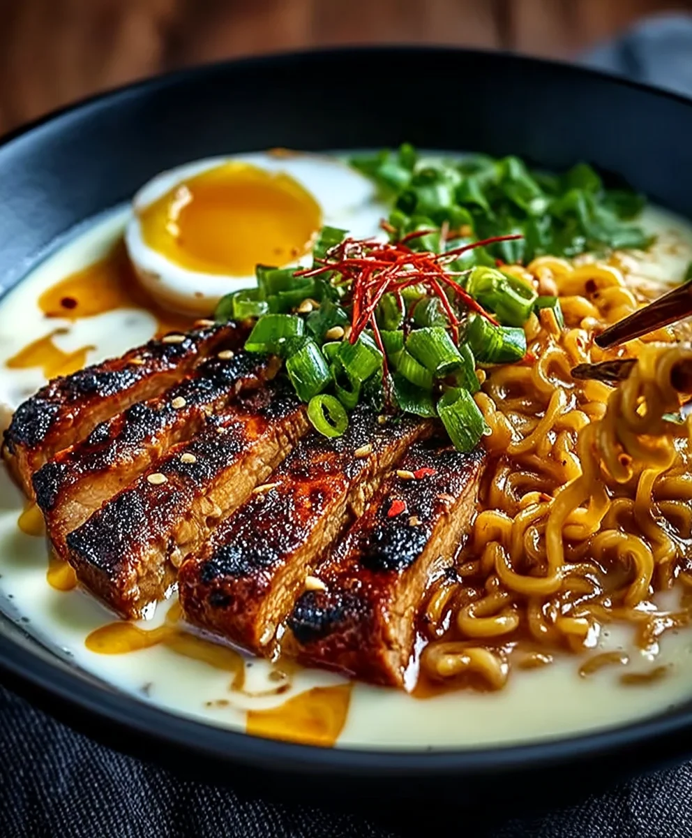 Feurige Hähnchen Ramen: Cremig-pikant mit Knoblauchsauce