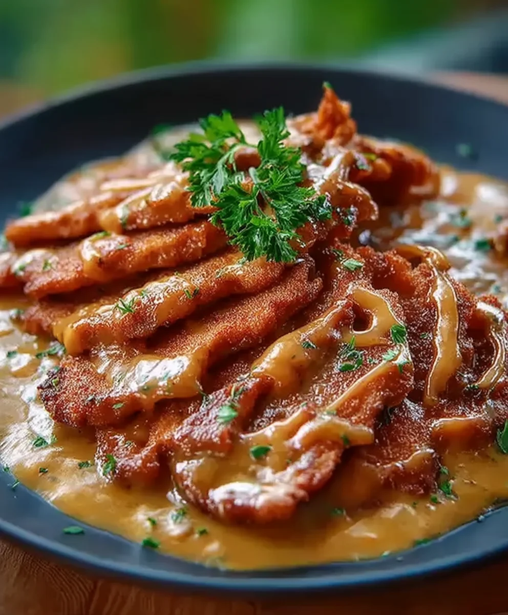 Zarte Schnitzelstreifen in Senfsahnesoße – Dein Rezept-Hit!