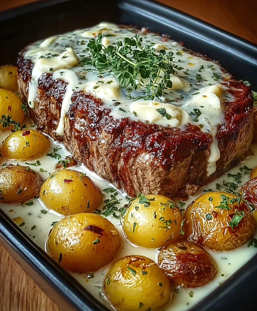 Ultimativer Hackbraten mit Kartoffeln in Sahnecreme