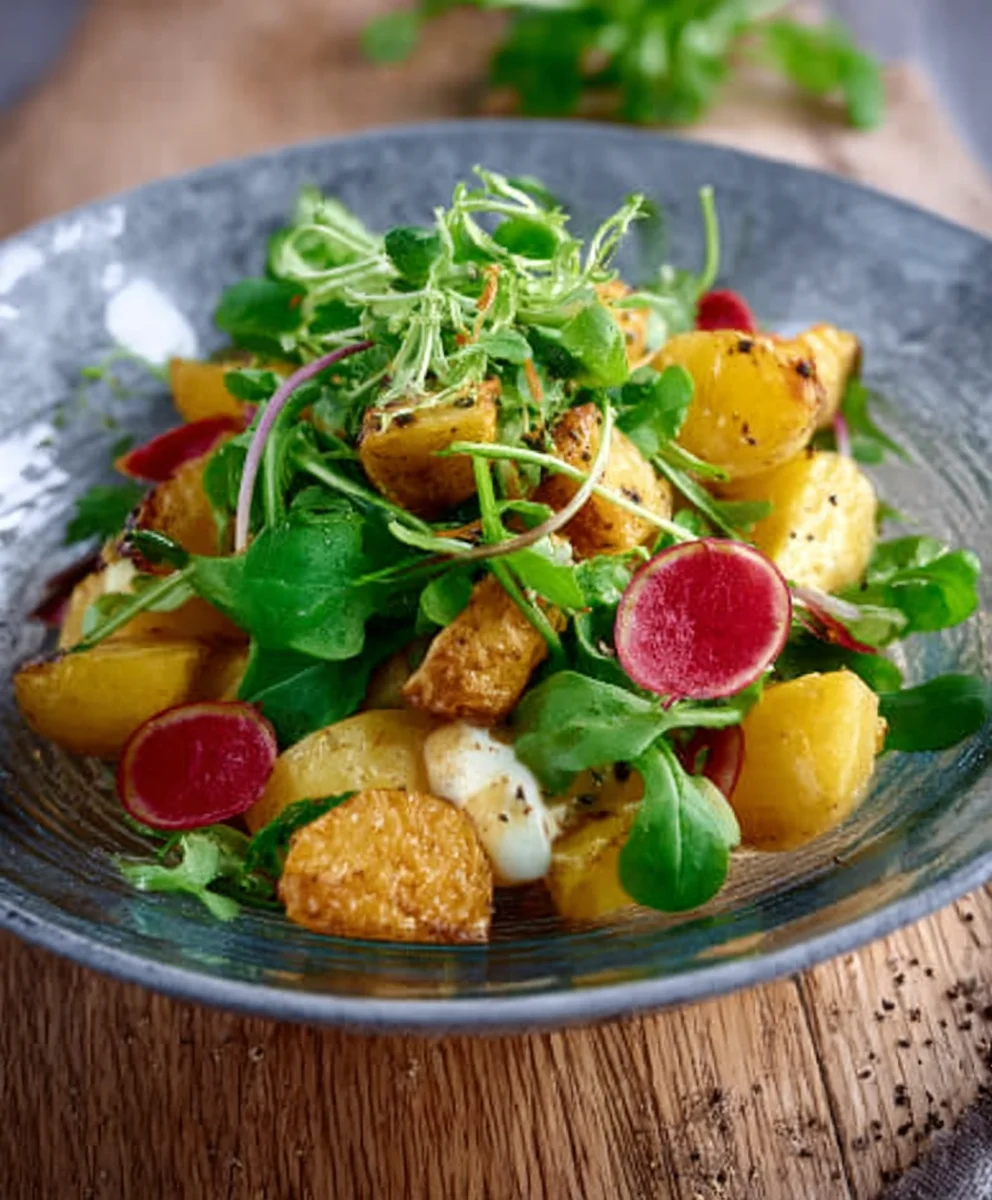 Honig-Senf Rostkartoffelsalat: Knusprig aus der Heissluftfritteuse