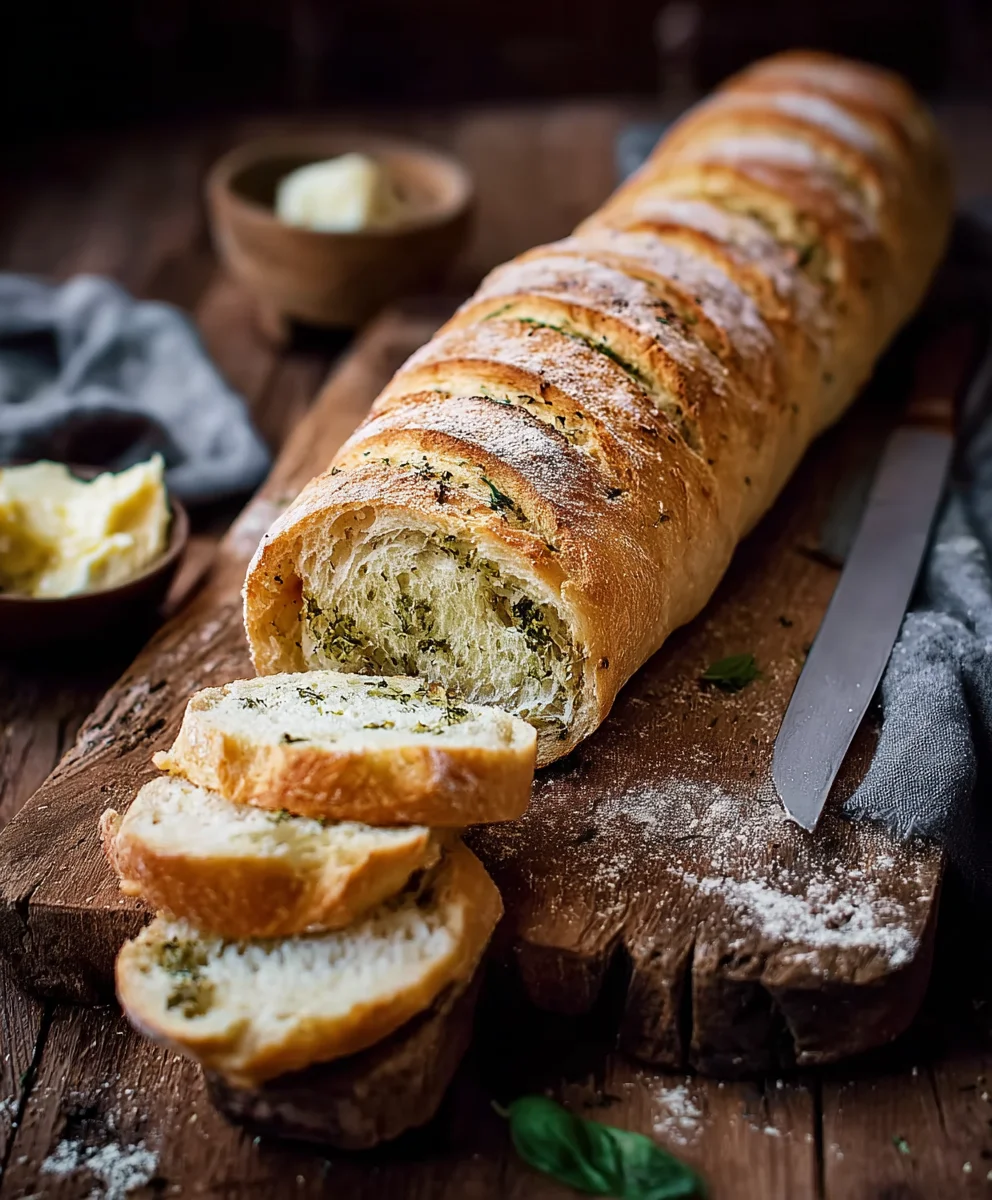Knuspriges Kräuterbaguette mit frischer Butter – Selber backen!